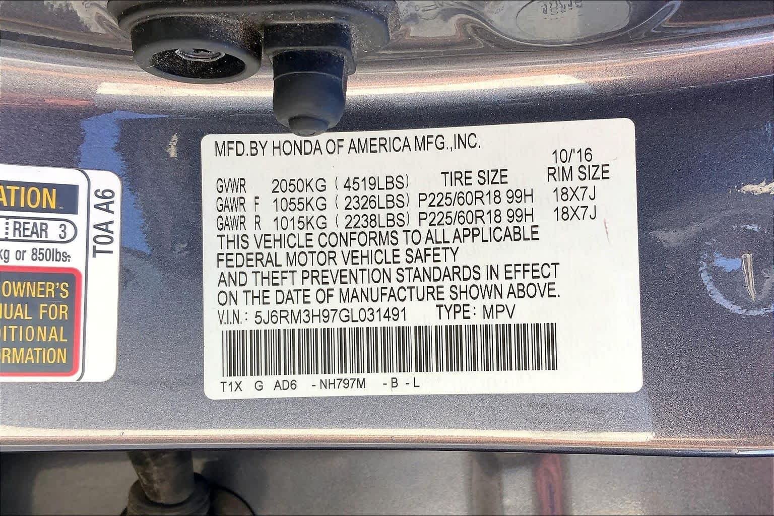 Used 2016 Modern Steel Metallic Honda Touring image 35