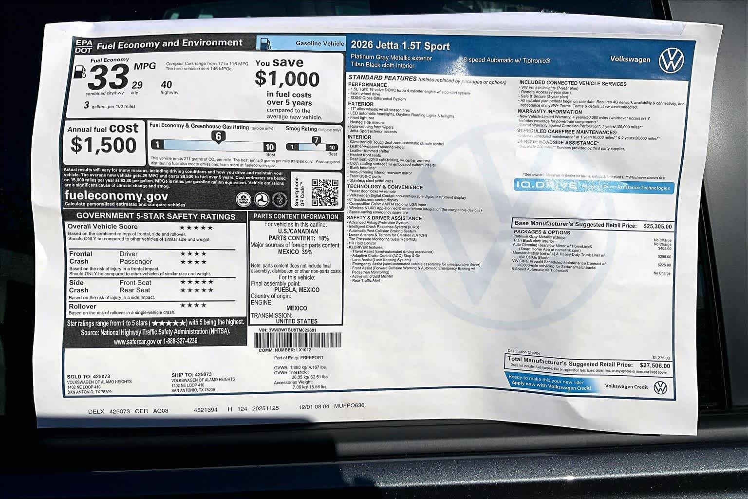 New 2026 Platinum Gray Metallic Volkswagen Sport image 19