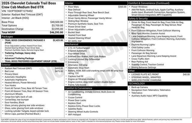 New 2026 Radiant Red Tintcoat Chevrolet Trail Boss image 17