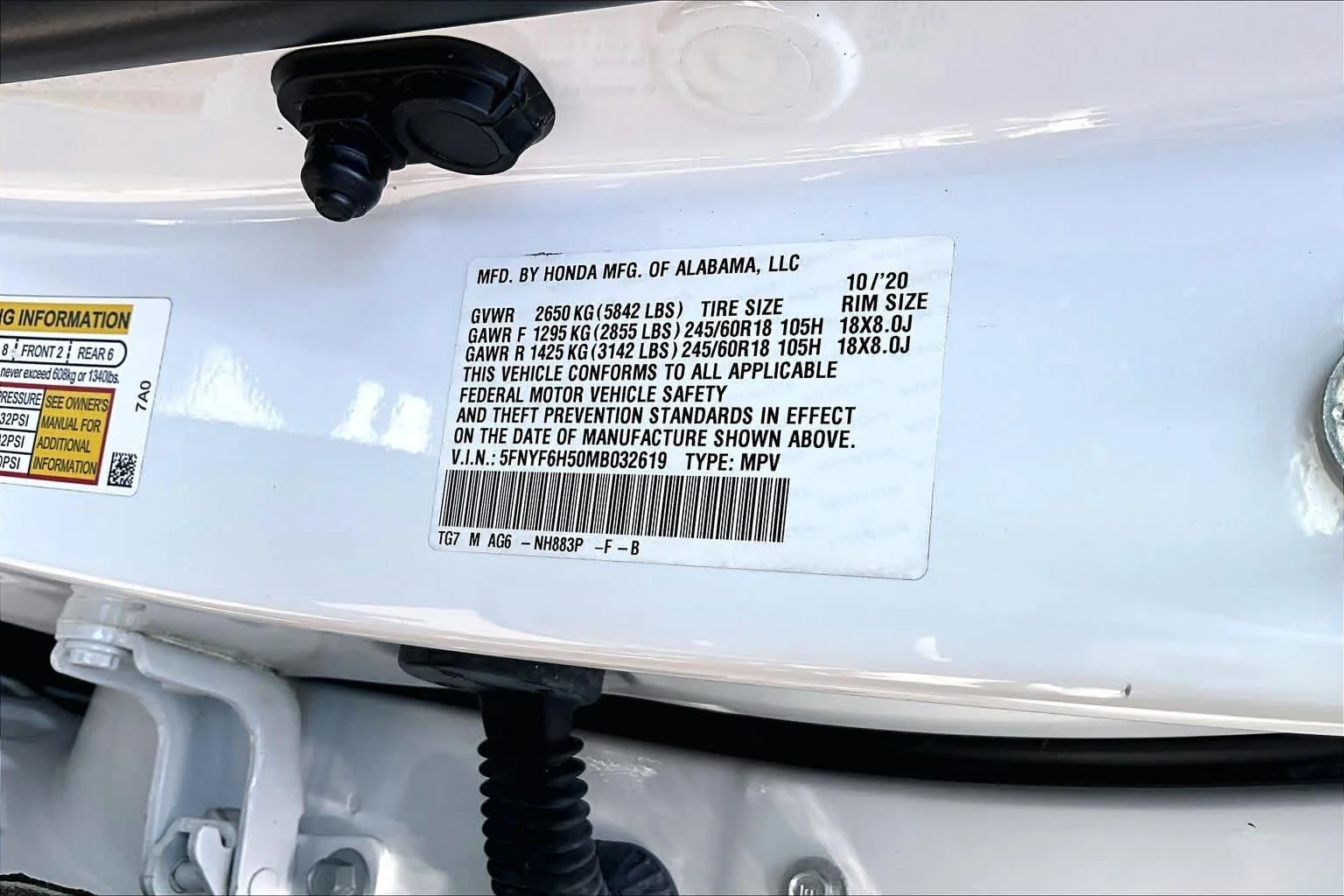 Used 2021 Platinum White Pearl Honda EX-L image 31