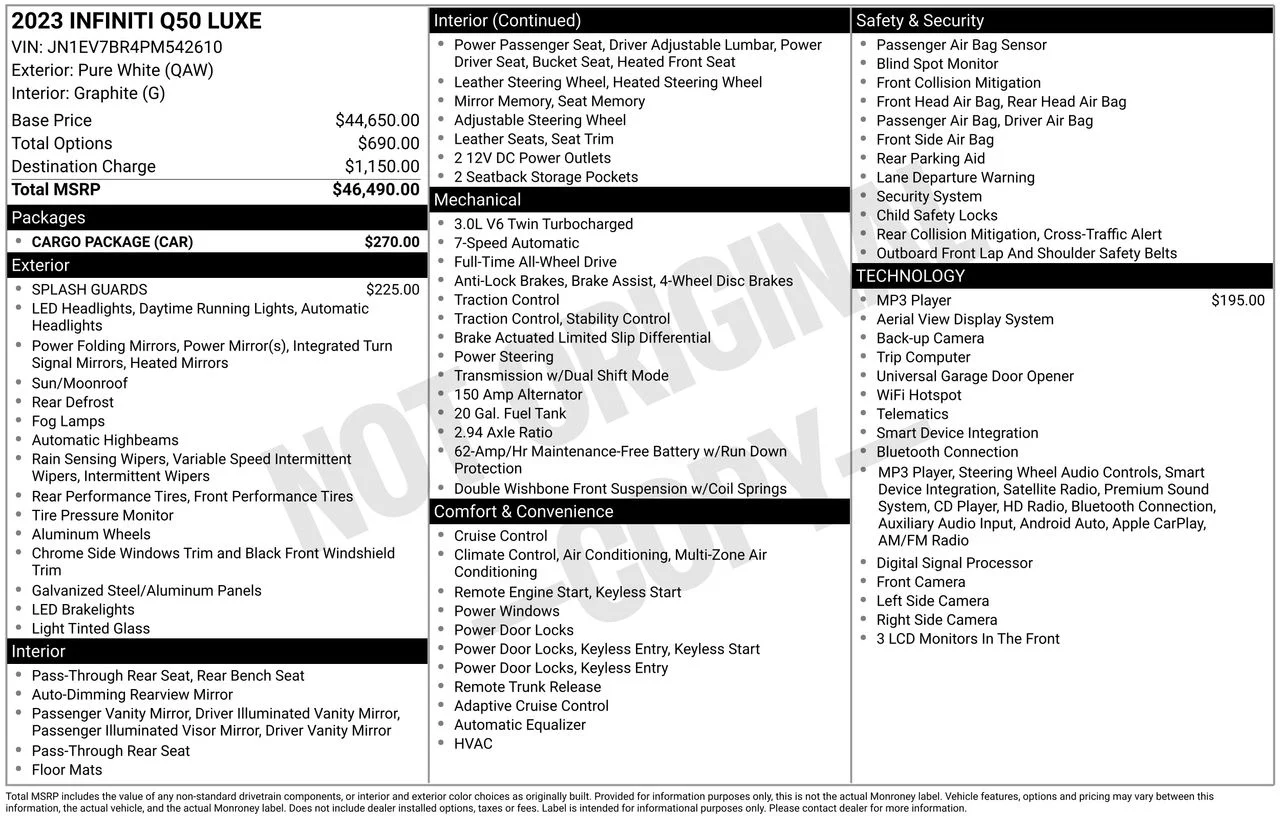 Certified Used 2023 Pure White INFINITI LUXE image 32