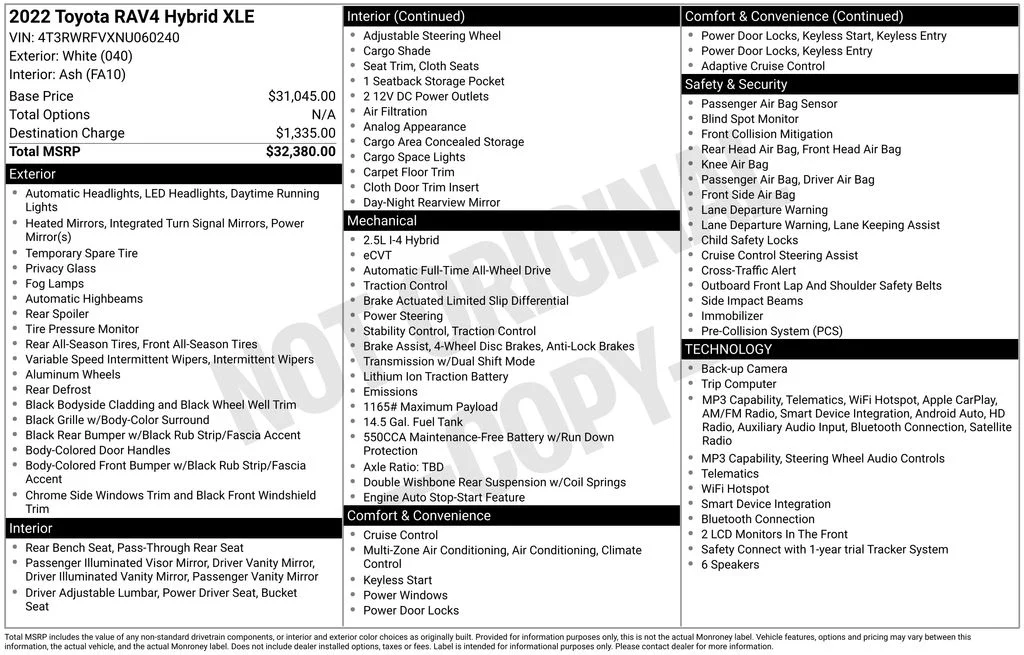 Used 2022 White Toyota XLE image 17