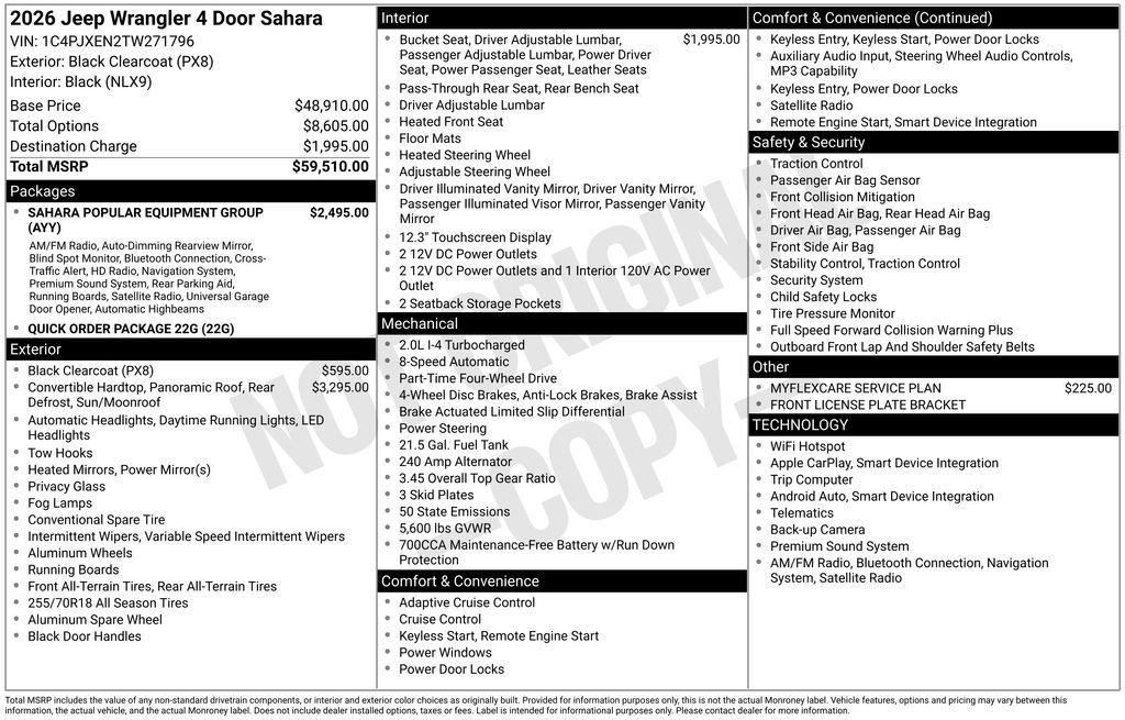 New 2026 Black Clear-Coat Exterior Paint Jeep Sahara image 5