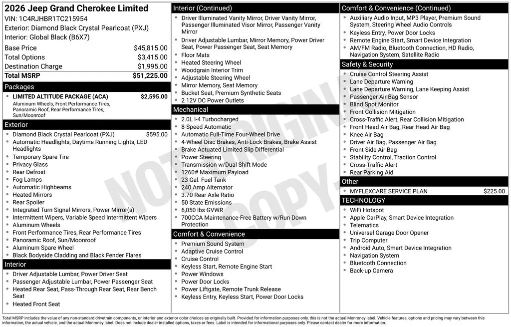 New 2026 Diamond Black Crystal Pearlcoat Jeep Limited image 7