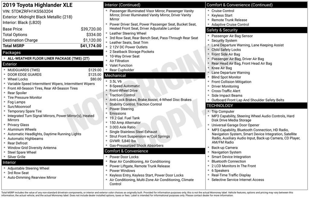 Used 2019 Black Toyota XLE image 34
