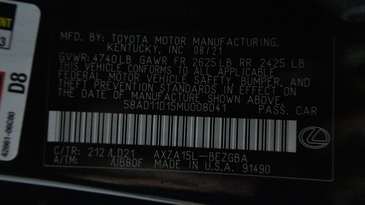 Used 2021 Black Lexus ES 250 image 24