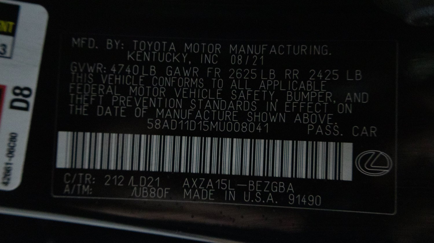 Used 2021 Black Lexus ES 250 image 24