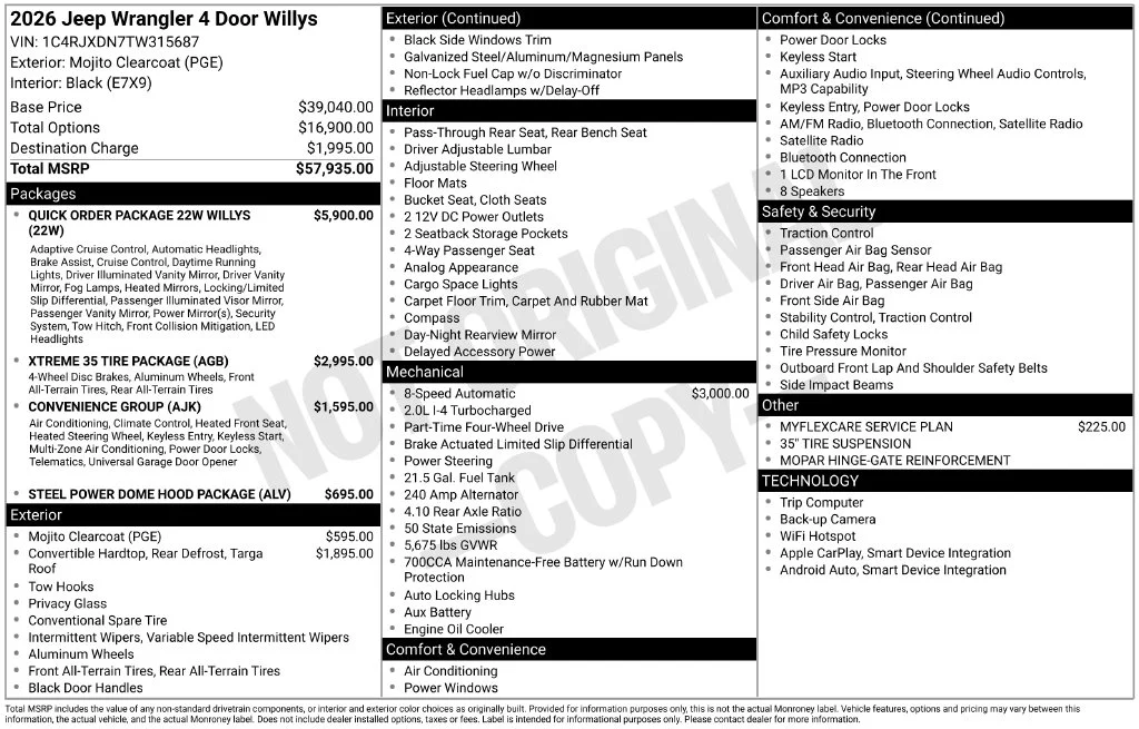 New 2026 Mojito Clear-Coat Exterior Paint Jeep Willys image 6