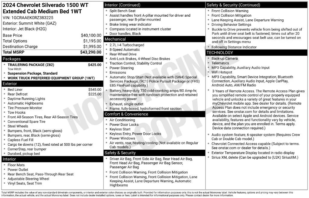 Used 2024 Summit White Chevrolet WT image 36