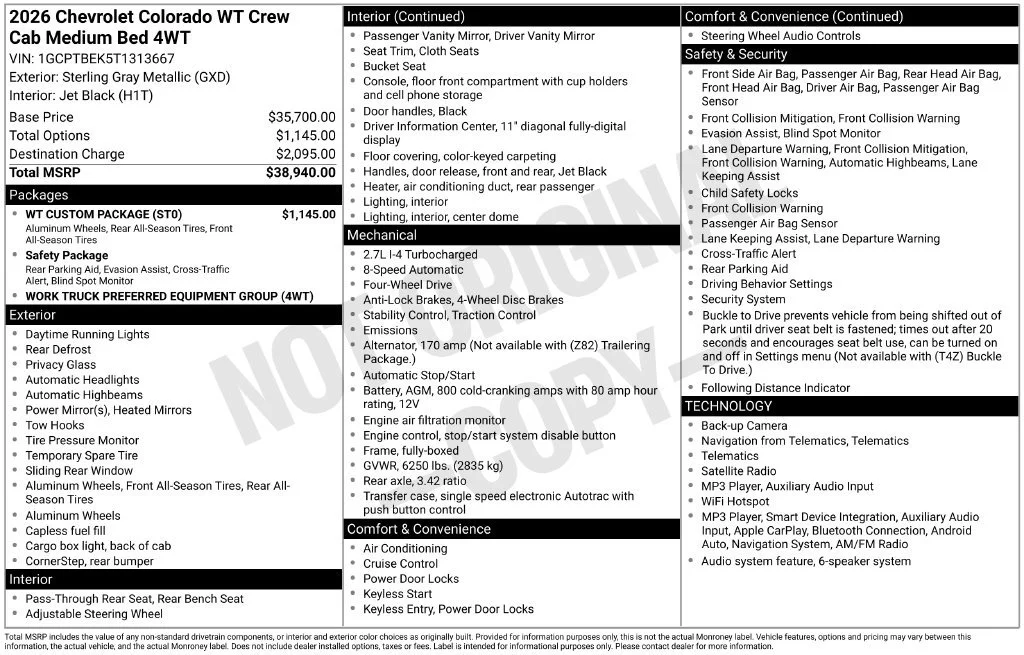 New 2026 Sterling Gray Metallic Chevrolet WT image 5