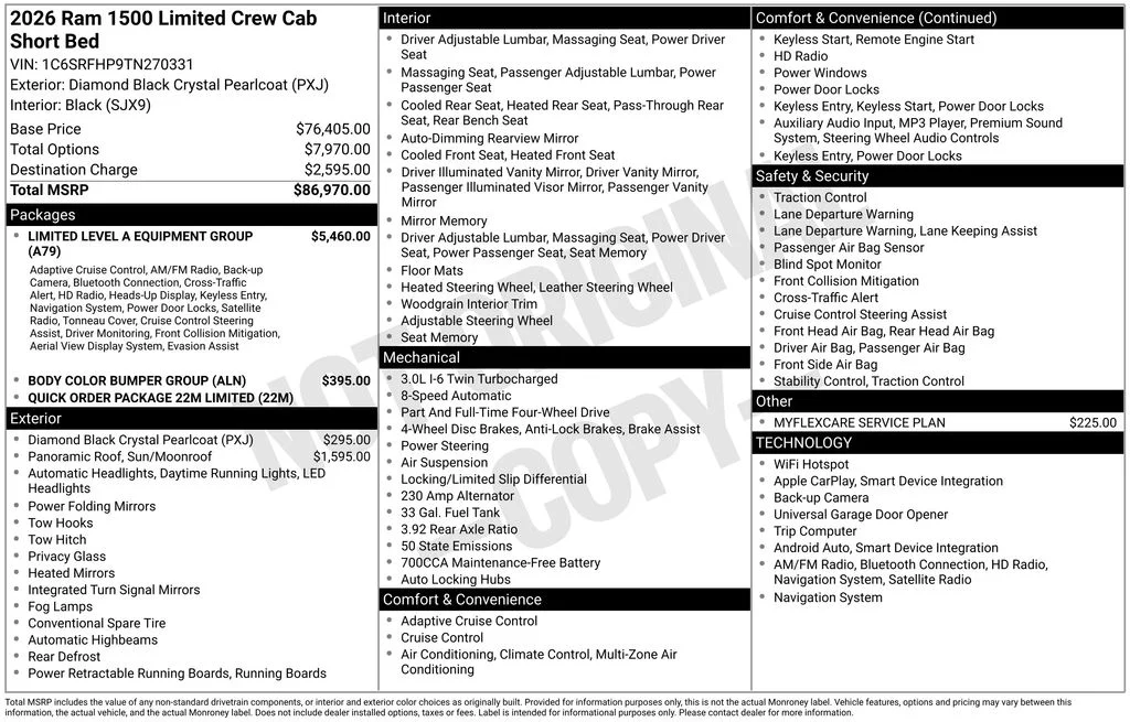 New 2026 Diamond Black Crystal Pearlcoat RAM Limited image 5