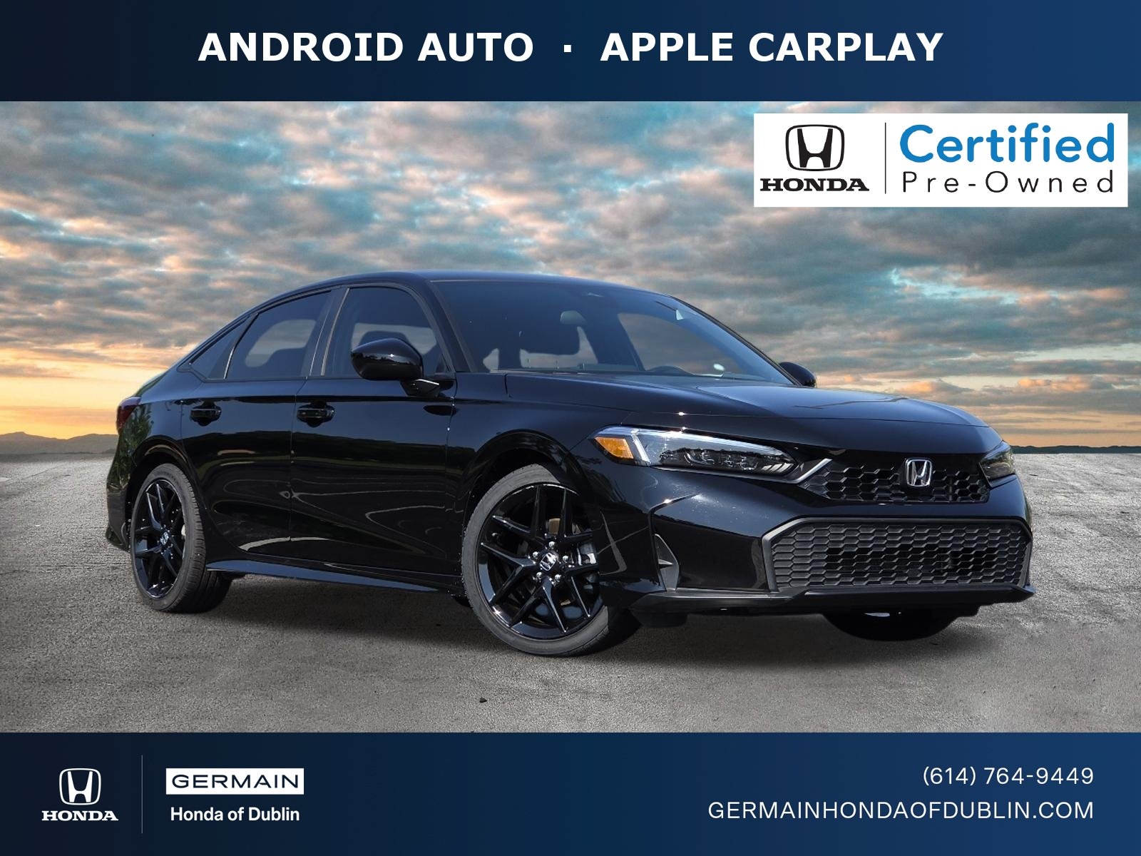 Certified Used 2025 Crystal Black Pearl Honda Sport image 1