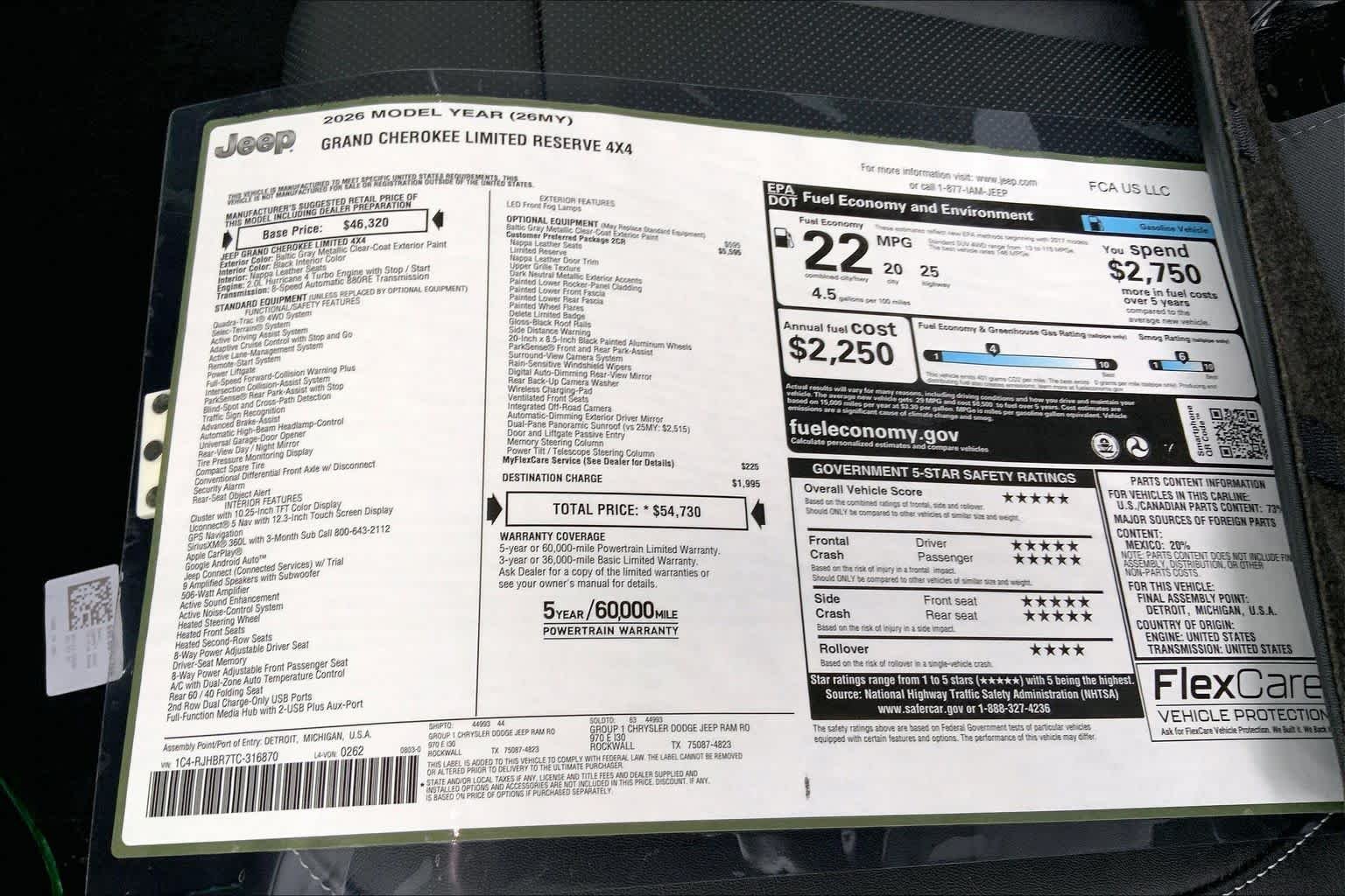 New 2026 Baltic Gray Metallic Clear-Coat Exterior Paint Jeep Limited Reserve image 18