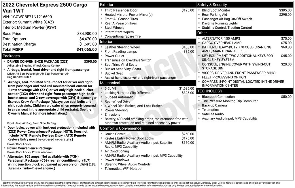 Used 2022 White Chevrolet Work Van image 17