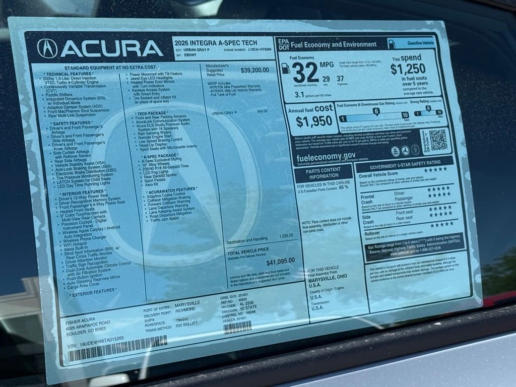 New 2026 Urban Gray Pearl Acura A-Spec Tech Package image 24
