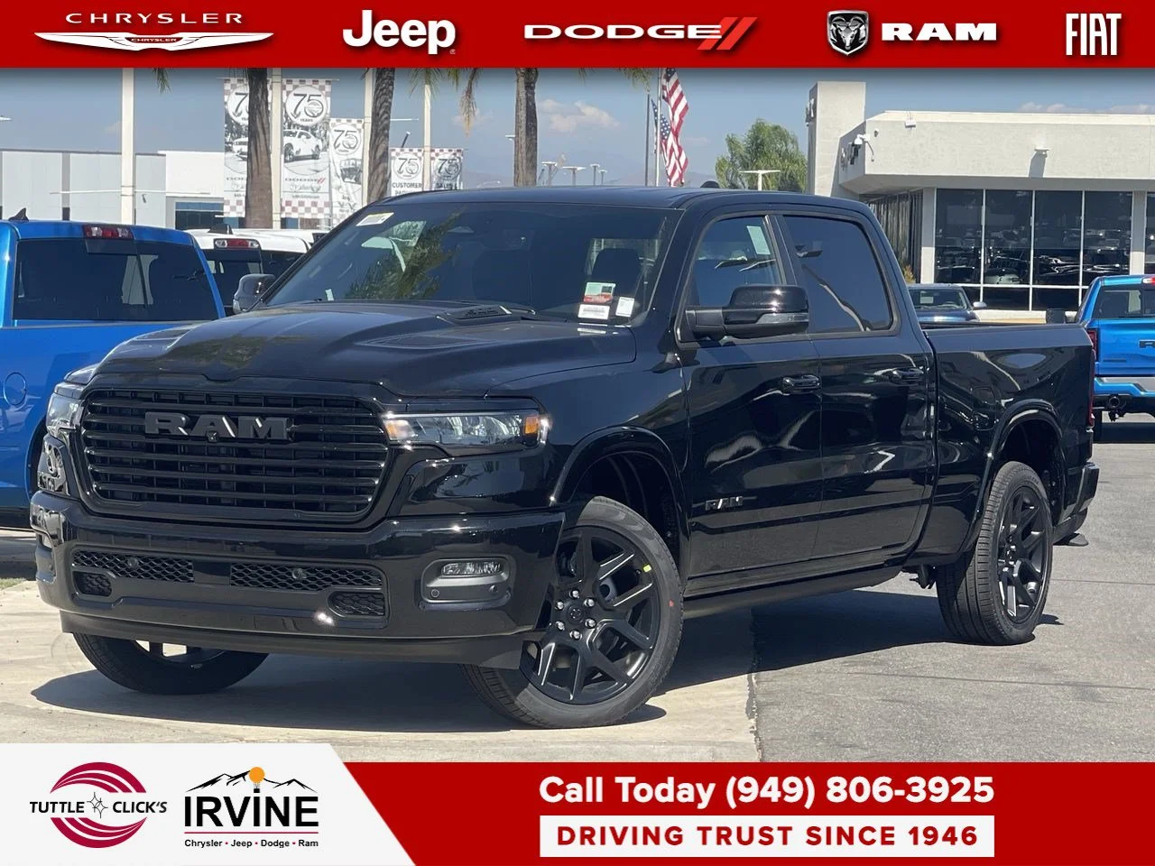 New 2027 Diamond Black Crystal Pearl-Coat Exterior Paint RAM Laramie image 1
