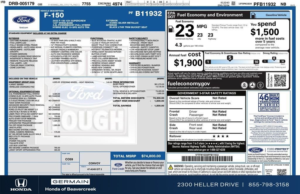 Used 2023 Iconic Silver Metallic Ford Lariat image 31
