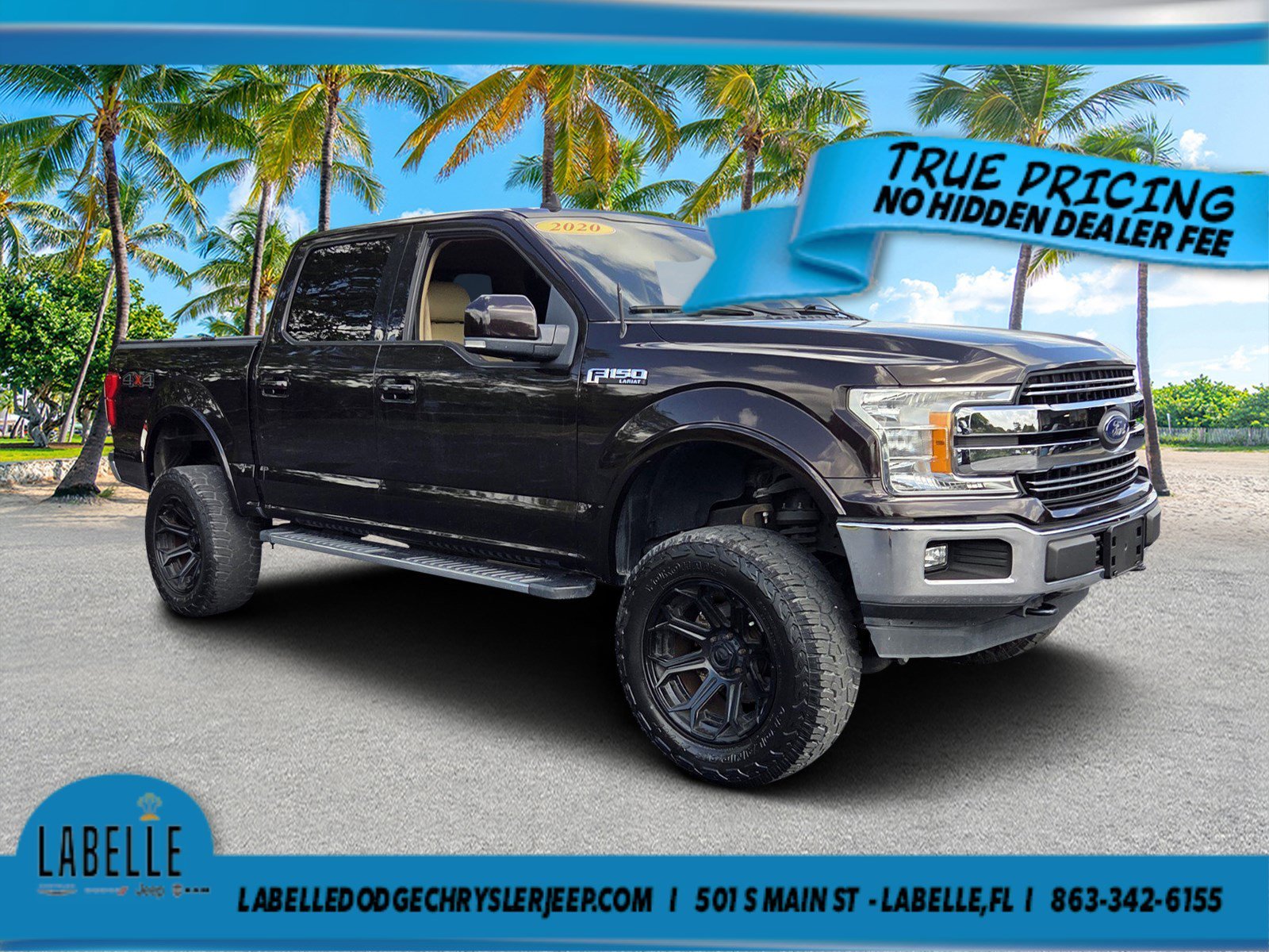 Certified Used 2020 Agate Black Metallic Ford V8 FFV Crew Cab Lariat image 7