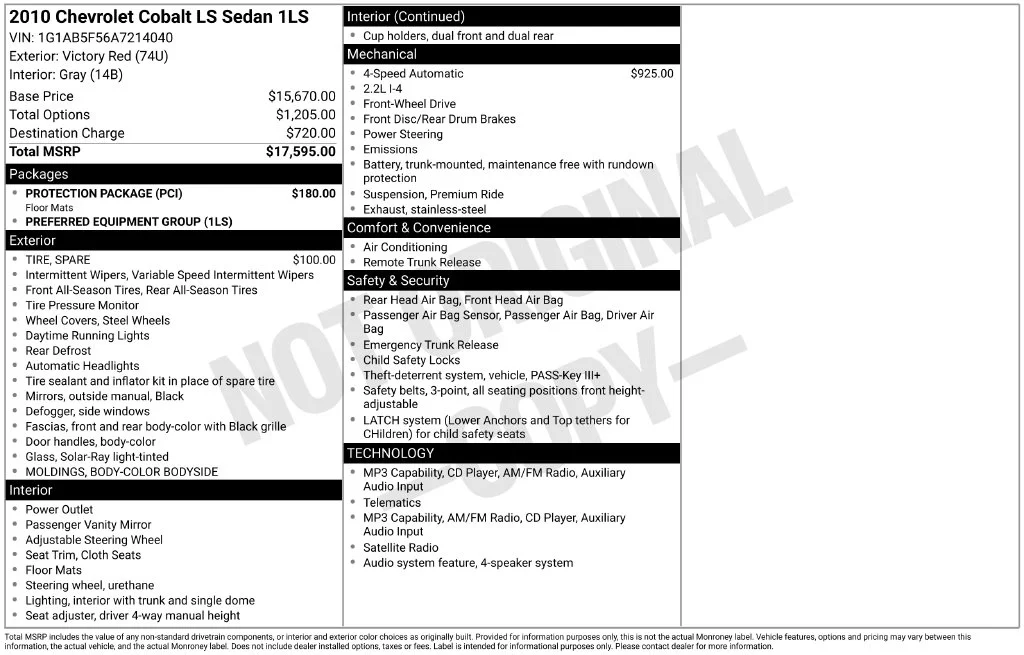 Used 2010 Red Chevrolet LS image 2
