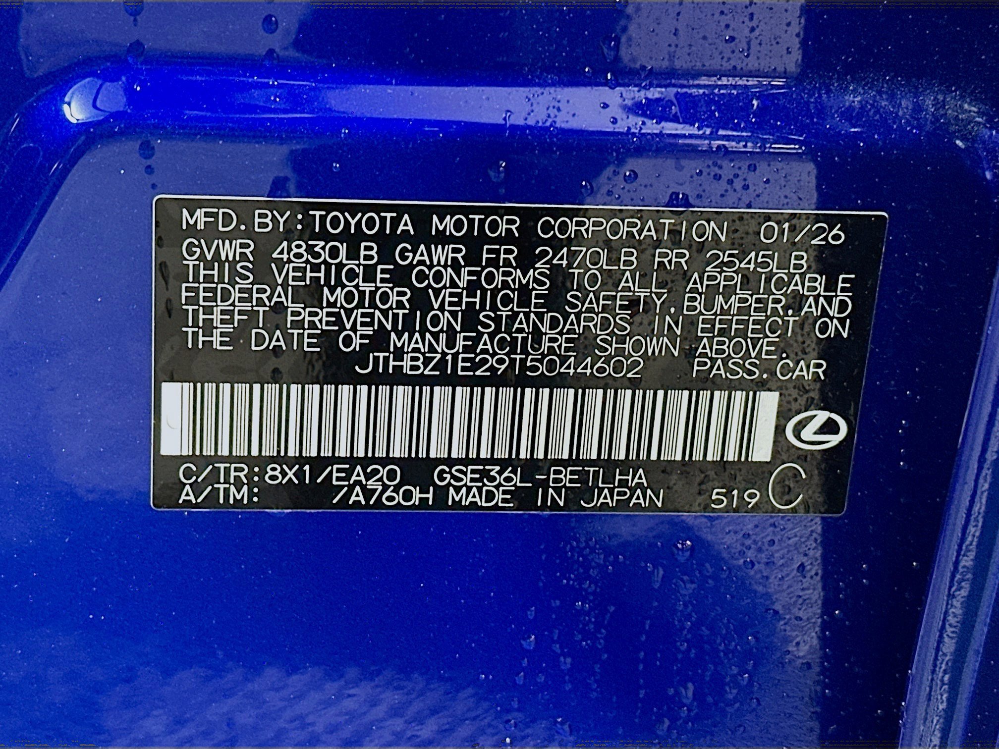 New 2026 Ultrasonic Blue Mica 2.0 Lexus  350 F SPORT DESIGN AWD image 31