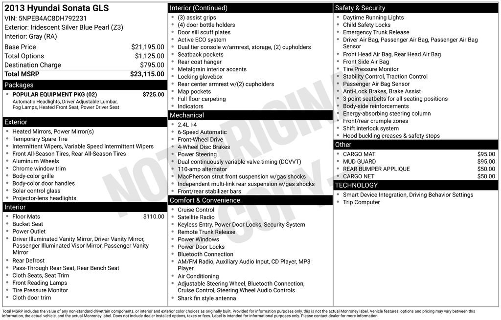 2013 Hyundai Sonata GLS