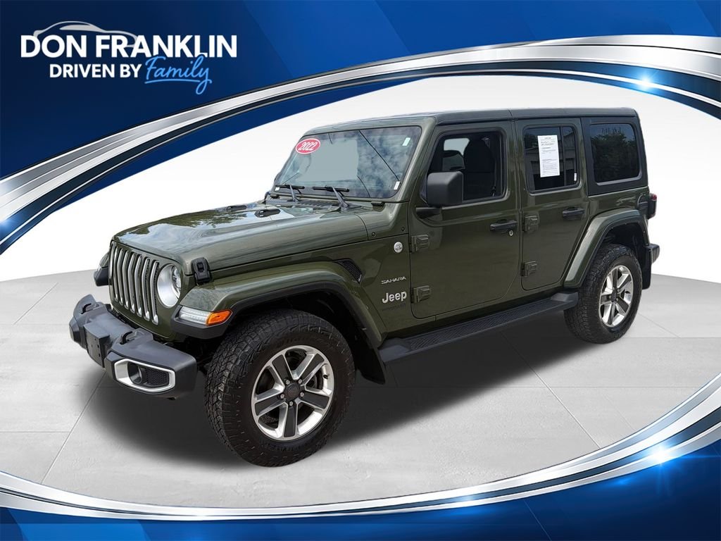 Used 2022 Green Jeep Unlimited Sahara image 1