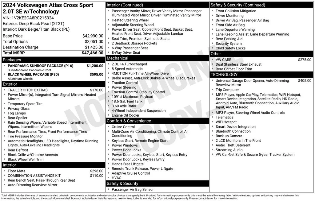 Used 2024 Black Volkswagen 2.0T SE w/Technology image 5