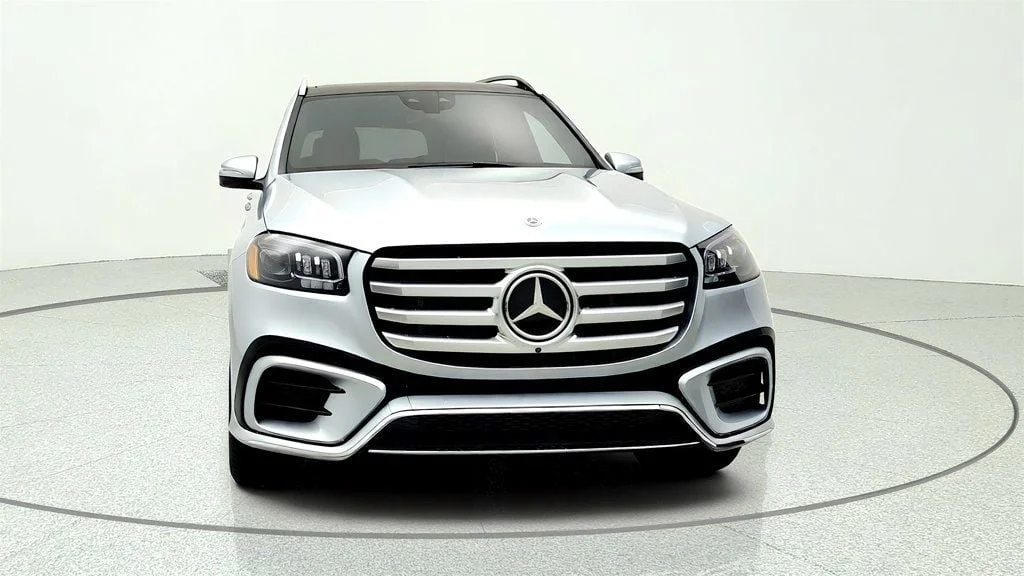 Used 2025 Cirrus Silver Metallic Mercedes-Benz GLS 450 4MATIC SUV w/ AMG® Line, Trailer Hitch & 5-Zone Climate image 2