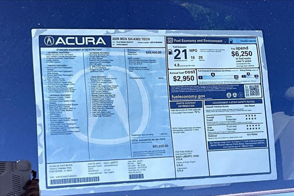 New 2026 White Acura Technology Package image 22