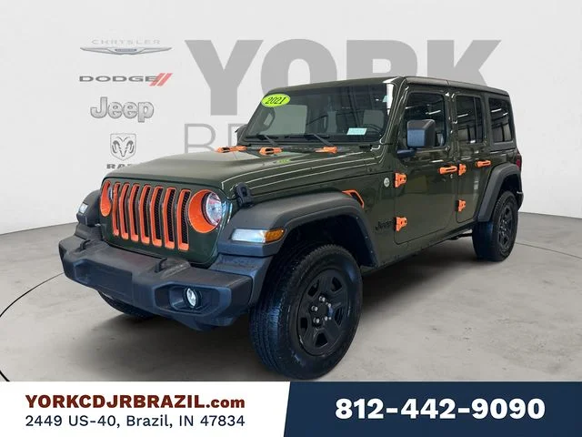 Used 2021 Green Jeep Unlimited Sport image 1