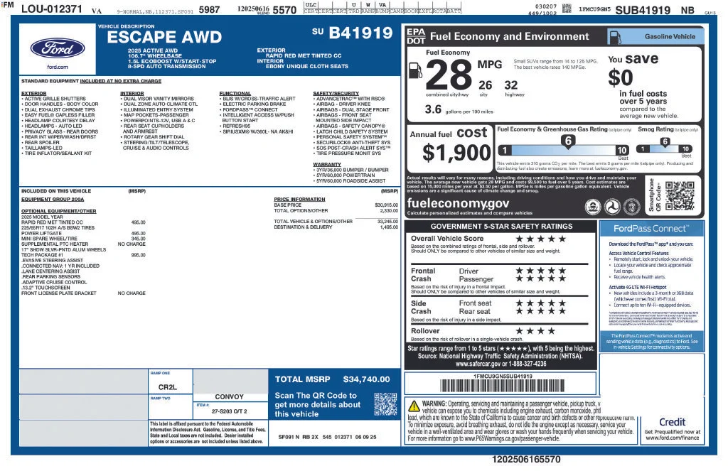 Used 2025 Red Ford Active image 1