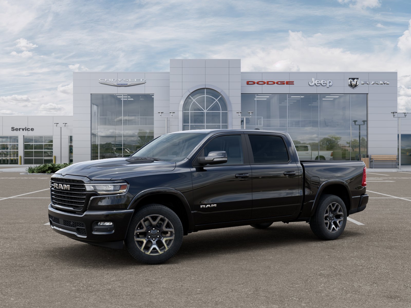 New 2027 Diamond Black Crystal Pearl-Coat Exterior Paint RAM Laramie image 3