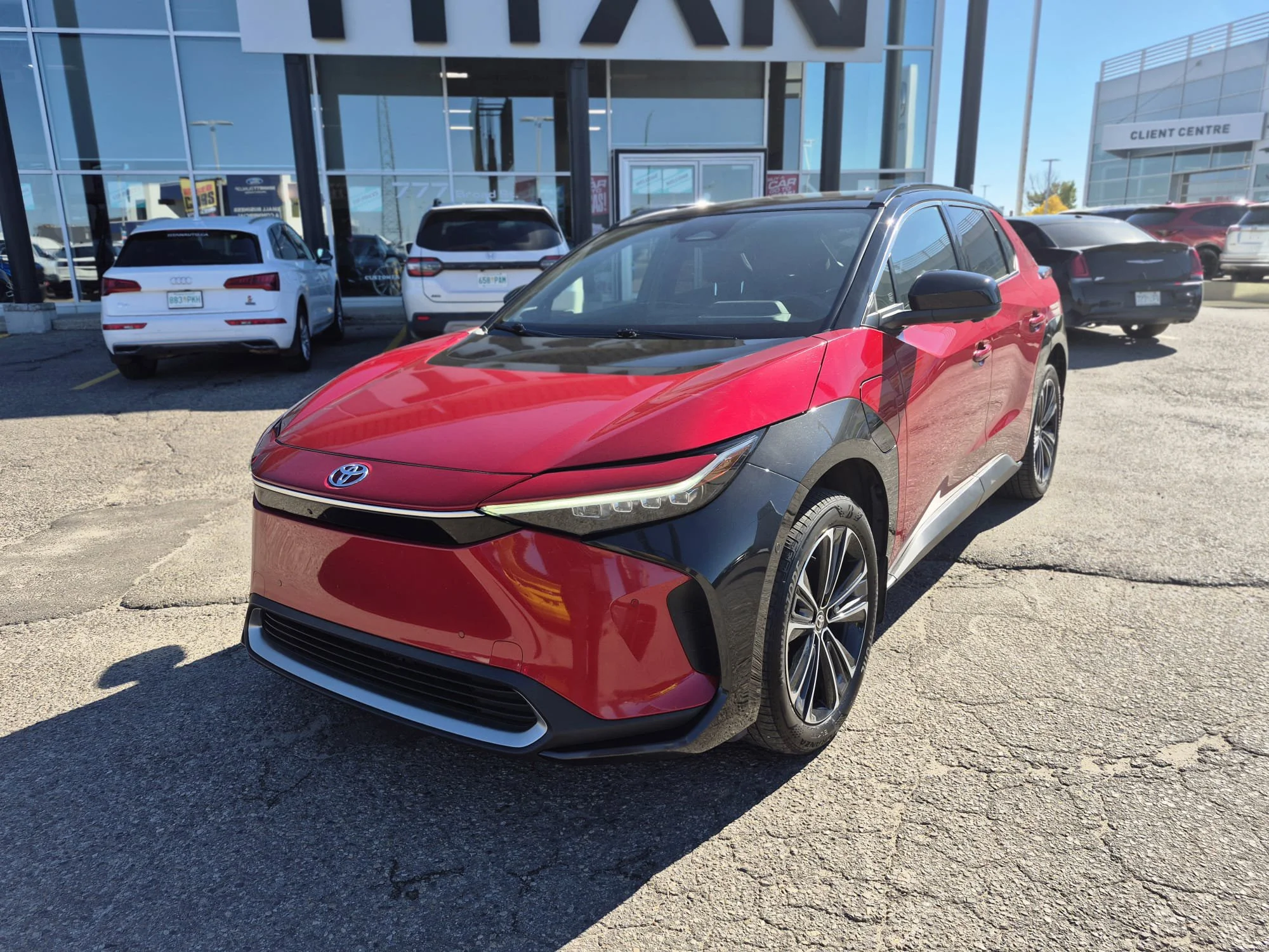 Used 2023 Supersonic Red w/Black Roof Toyota XLE AWD*Full EV | Cooled Leather | Dual Sunroof | Htd Wheel | Remote Climate | Adaptive Cruise | JBL image 3