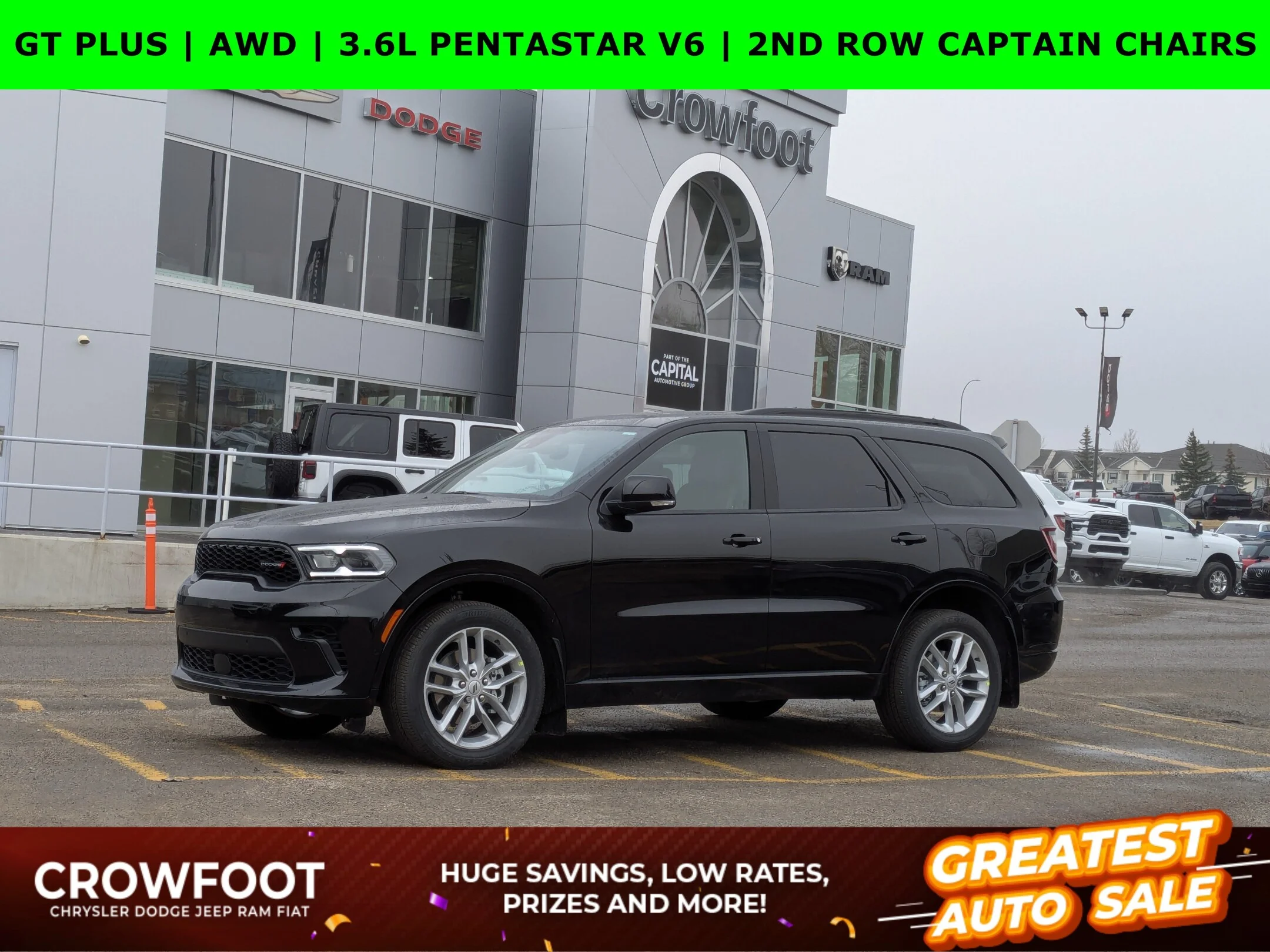 New 2026 Black Dodge GT Plus - - Pkg 2BH - 2nd Row Captain Chairs - Ventilated Seats - Wireless Charging & More! image 1