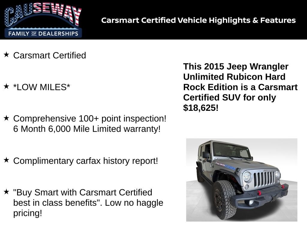 Used 2015 Jeep Wrangler Unlimited Rubicon with VIN 1C4BJWFG0FL617340 for sale in Stafford Township, NJ