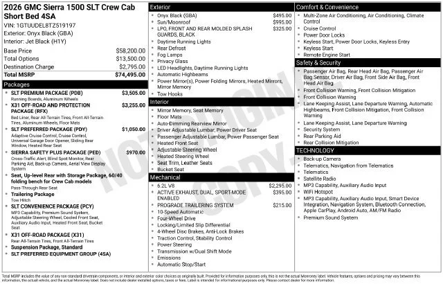 New 2026 Onyx Black GMC SLT image 5