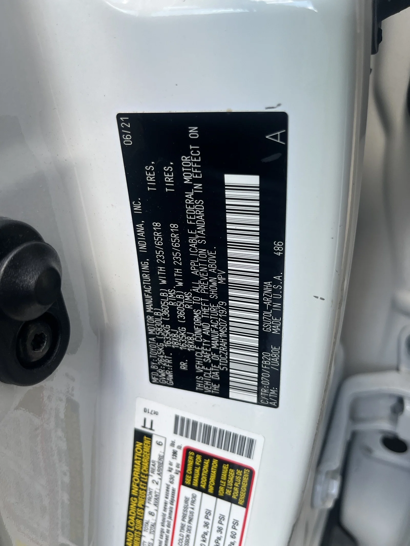 Used 2021 Blizzard Pearl Toyota L FWD image 7