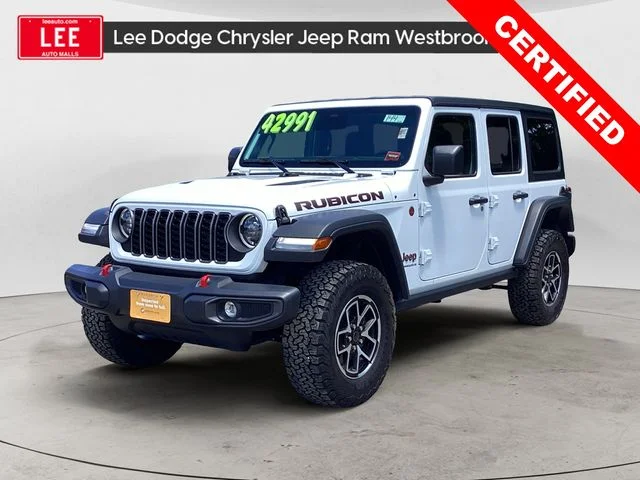 Certified Used 2025 Bright White Clearcoat Jeep Rubicon image 1
