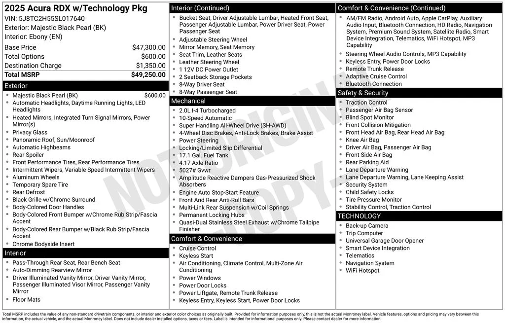 Used 2025 Black Acura Technology Package image 52