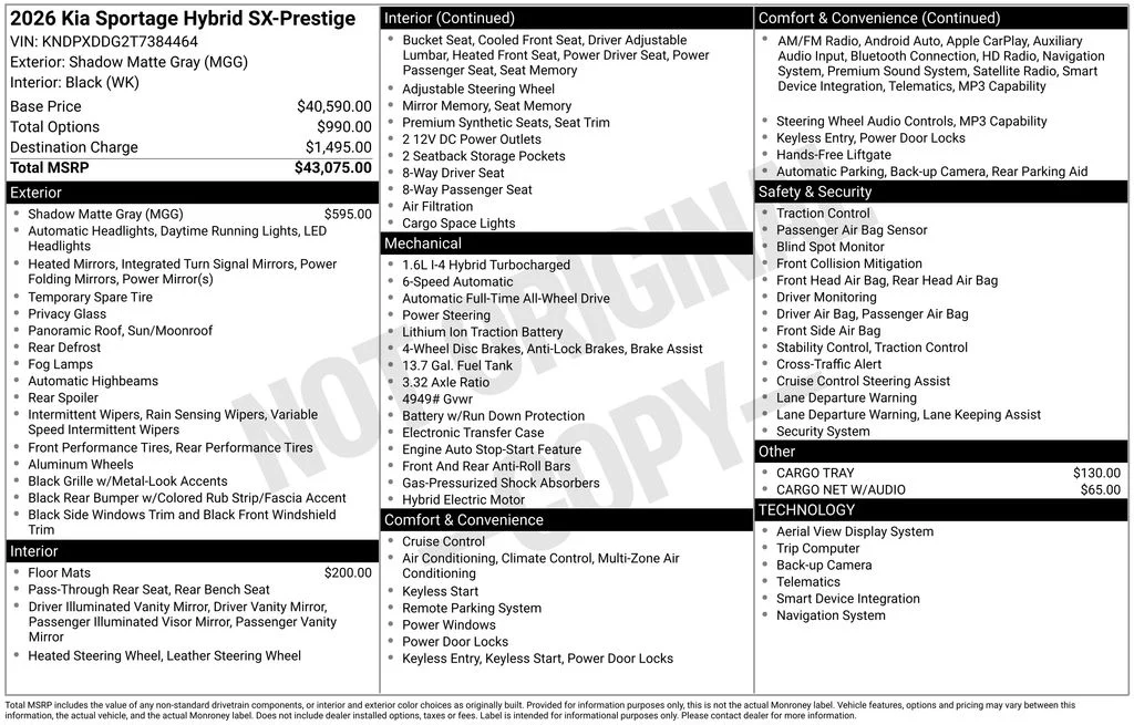 New 2026 Shadow Matte Gray Kia SX Prestige image 29