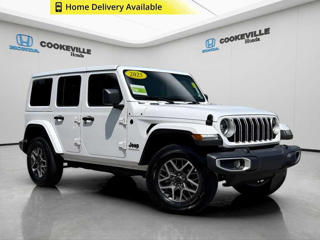 Used 2025 Bright White Clearcoat Jeep Sahara image 1