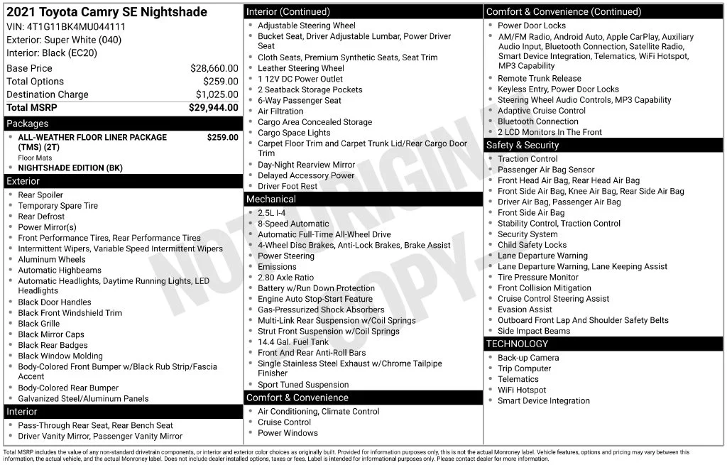Used 2021 White Toyota SE Nightshade image 10