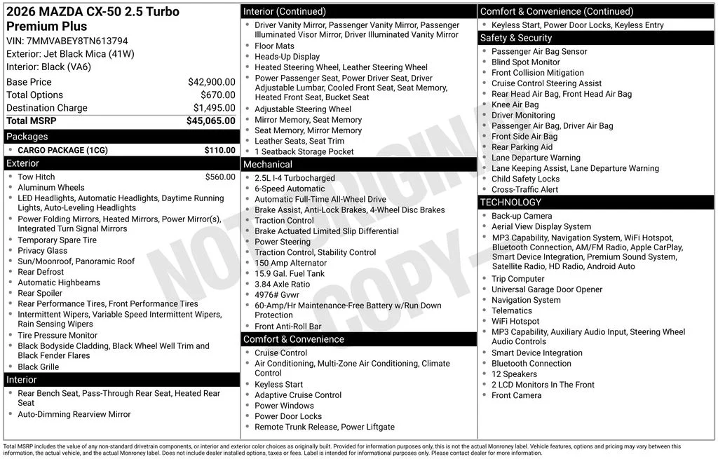 New 2026 Black Mazda 2.5 Turbo Premium Plus image 3