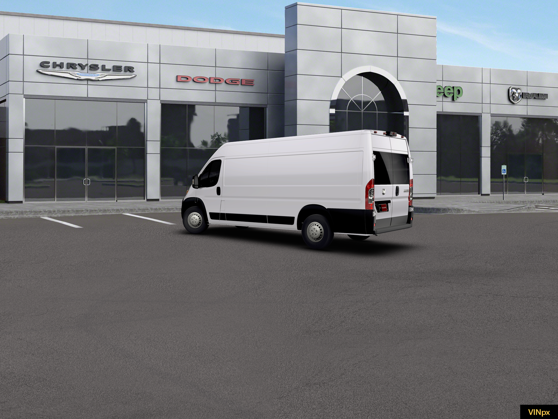 New 2026 Bright White Clear-Coat Exterior Paint RAM Cargo Van Tradesman High Roof 159