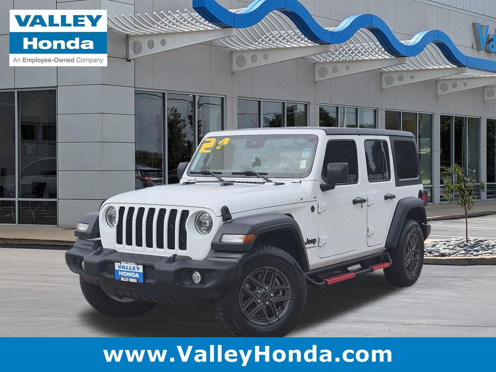 Used 2024 Bright White Clearcoat Jeep Sport S 4WD image 1