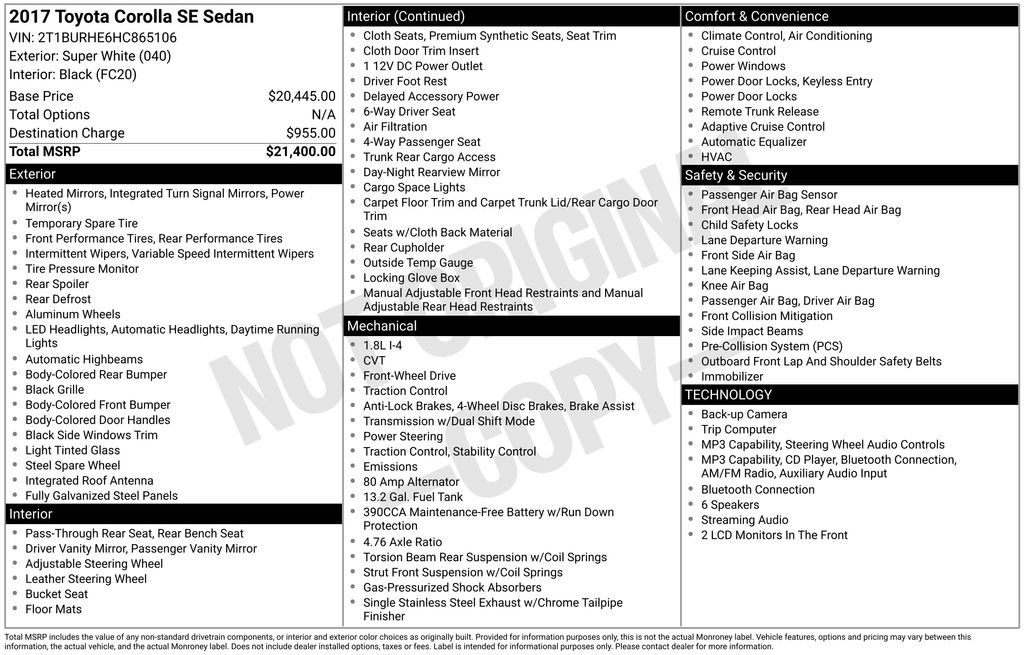 Certified Used 2017 Super White Toyota SE image 3