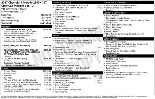 Used 2017 RED HOT Chevrolet LT image 1