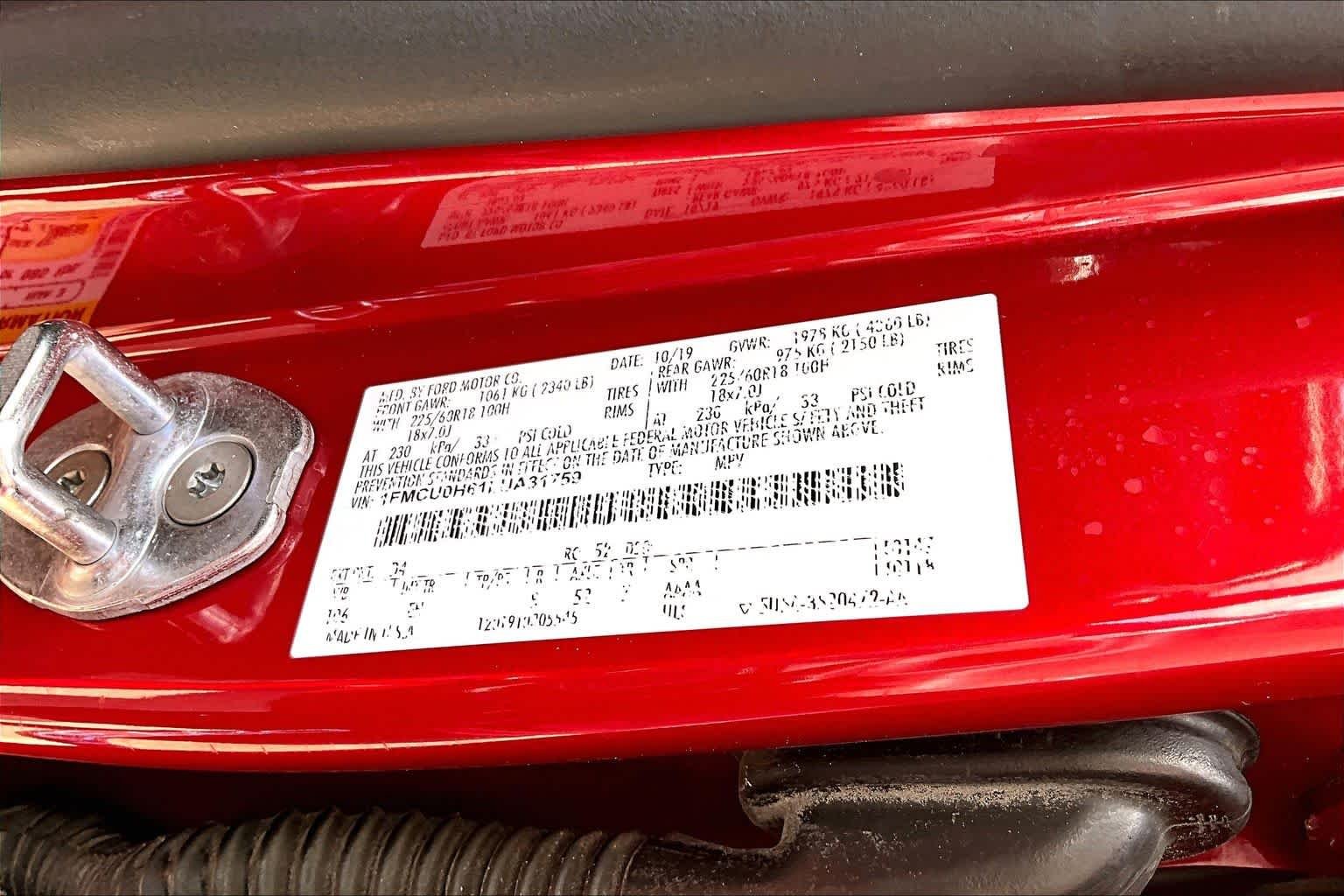 Certified Used 2020 Rapid Red Metallic Tinted Clearcoat Ford SEL image 34