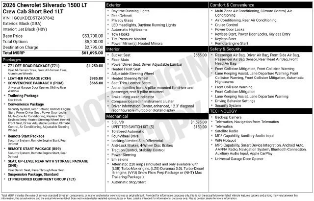 New 2026 Black Chevrolet LT image 34