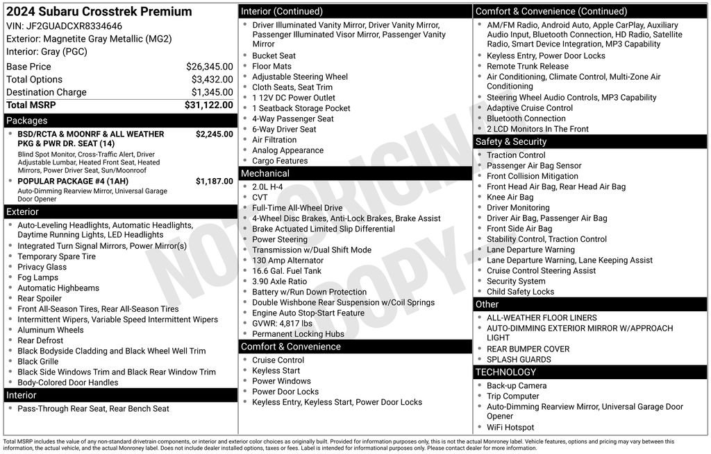 Certified Used 2024 Gray Subaru Premium image 1